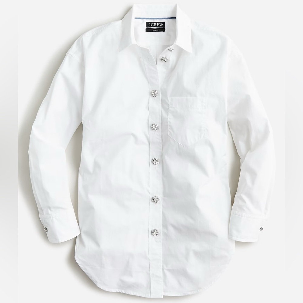 J. Crew‎ Relaxed-fit cotton poplin shirt with jewel buttons
